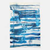 Blauwe waterverf voor abstracte kunst theedoek (Verticaal)