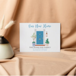 Blauwe Waterverf voor deur We hebben Briefkaart ve