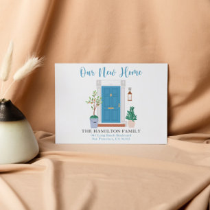 Blauwe Waterverf voor deur We hebben Briefkaart ve