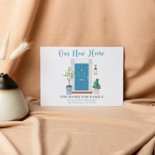 Blauwe Waterverf voor deur We hebben Briefkaart ve