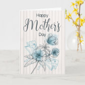 Blauwe Waterverf voor een fijne moederdag Kaart (Gele Bloem)