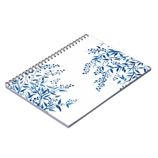 Blauwe Waterverf voor filialen — spirale laptop Notitieboek (Linkerzijde)