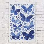 Blauwe Waterverf voor vlinder Imitatie Canvas Print<br><div class="desc">Indigo marineblauw met witte waterverf vlinder schilderij. Originele kunst van Nic Squirrell.</div>