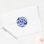 Blauwe Waterverf voor vlinder Ronde Sticker (Envelop)