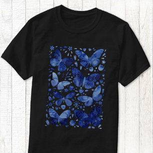 Blauwe Waterverf voor vlinder T-shirt