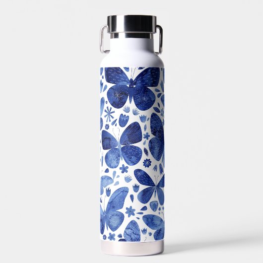 Blauwe Waterverf voor vlinder Waterfles (Voorkant)