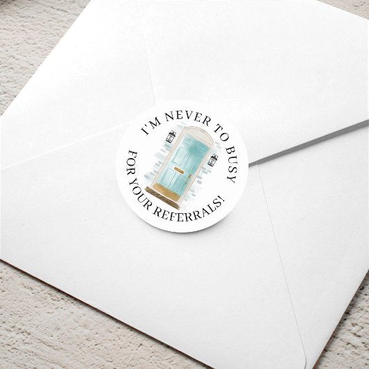 Blauwe Waterverf voordeur onroerend goed doorverwi Ronde Sticker