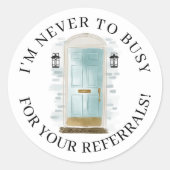 Blauwe Waterverf voordeur onroerend goed doorverwi Ronde Sticker (Voorkant)