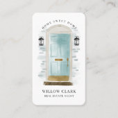 Blauwe Waterverf Voorste deur Estate Agent Visitekaartje (Voorkant)