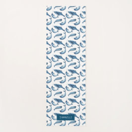 Blauwe Waterverf walvis en Narwhal Pattern Yogamat