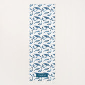 Blauwe Waterverf walvis en Narwhal Pattern Yogamat (Achterkant)