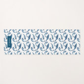Blauwe Waterverf walvis en Narwhal Pattern Yogamat (Voorkant (horizontaal))