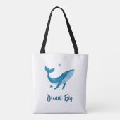 Blauwe Waterverf walvis, Inspirerend droomcitaat Tote Bag (Achterkant)