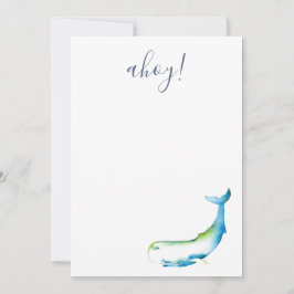 Blauwe Waterverf walvisbakkerij Notitiekaartje