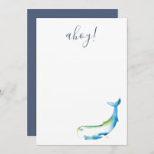 Blauwe Waterverf walvisbakkerij Notitiekaartje (Voorkant / Achterkant)