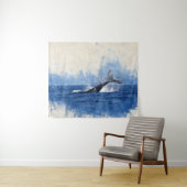 Blauwe Waterverf Wandkleed (In Situ (horizontaal))