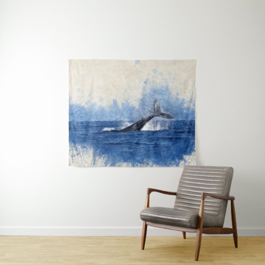 Blauwe Waterverf Wandkleed (In Situ (horizontaal))