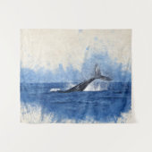 Blauwe Waterverf Wandkleed (Voorkant (horizontaal))