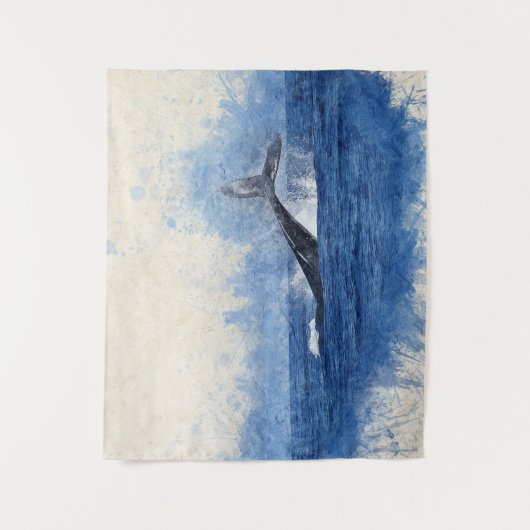 Blauwe Waterverf Wandkleed (Voorkant)