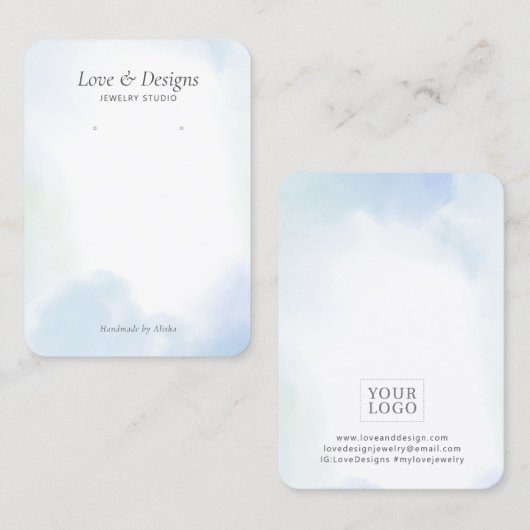 Blauwe Waterverf was met juwelenweergave Visitekaartje (Voorkant / Achterkant)