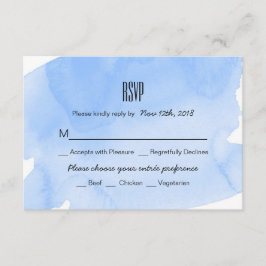 Blauwe Waterverf Wash Bruiloft RSVP Kaart