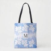 Blauwe waterverf wassen esdoorn bladeren en monogr tote bag (Voorkant)