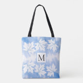 Blauwe waterverf wassen esdoorn bladeren en monogr tote bag (Achterkant)