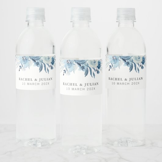 Blauwe waterverf waterfles etiket (Flessen)