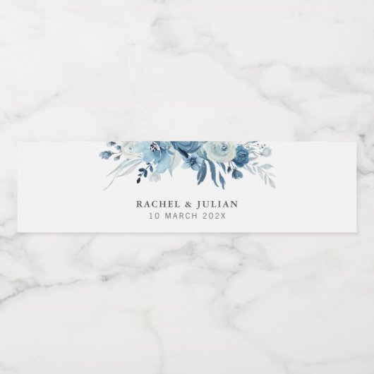 Blauwe waterverf waterfles etiket (Enkel label)