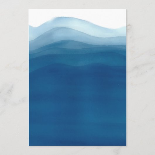 Blauwe Waterverf Wave Bar Bruiloft Menu (Achterkant)