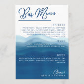 Blauwe Waterverf Wave Bar Bruiloft Menu (Voorkant)