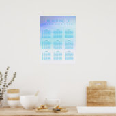 Blauwe Waterverf-weddenschapskaart Poster (Keuken)