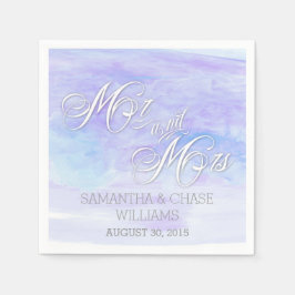 BLAUWE WATERVERF WEDDING SERVETTEN