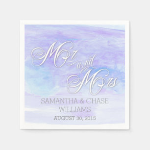 BLAUWE WATERVERF WEDDING SERVETTEN