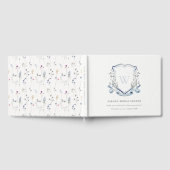 Blauwe Waterverf Wederdoper Bruiloftsshower Crest Gastenboek (Volledig)