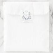 Blauwe Waterverf Wederdoper Bruiloftsshower Crest Vierkante Sticker (Tas)