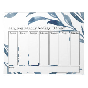 Blauwe Waterverf Weekblad Notitieblok