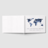 Blauwe Waterverf | Wereldkaart bruiloft Gastenboek (Volledig)
