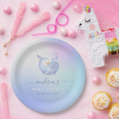 Blauwe Waterverf Whale Zee Thema Baby shower Oceaa Papieren Bordje (Feest)
