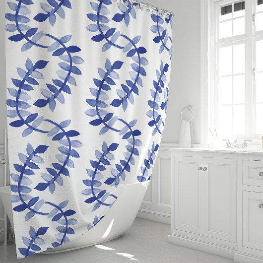 Blauwe Waterverf wijnstokken Douchegordijn