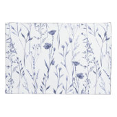 Blauwe Waterverf Wildbloem Bladpatroon Kussensloop (Achterkant)