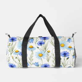 Blauwe Waterverf Wildbloem Plunjezak