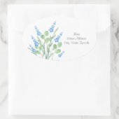 Blauwe Waterverf Wildbloemen Bouquet Labels (Tas)