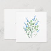 Blauwe Waterverf Wildbloemen Bouquet Notitiekaartje (Voorkant / Achterkant)
