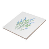 Blauwe Waterverf Wildbloemen Bouquet Tegeltje (Zijkant)