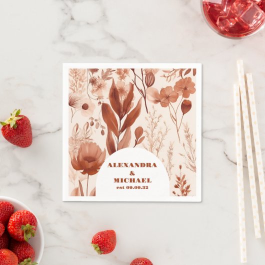 Blauwe Waterverf Wildbloemen Bruiloft Servet (Insitu)