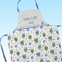 Blauwe Waterverf Wildbloemen Tea Party Patroon