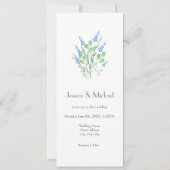 Blauwe Waterverf Wildbloemen Uitnodiging (Voorkant)