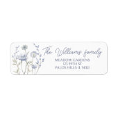 Blauwe waterverf wilde bloem bloemen retouradres etiket (Voorkant)