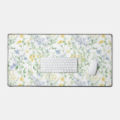 Blauwe Waterverf Wilde Bloem Bureaumat (Keyboard & Muis)